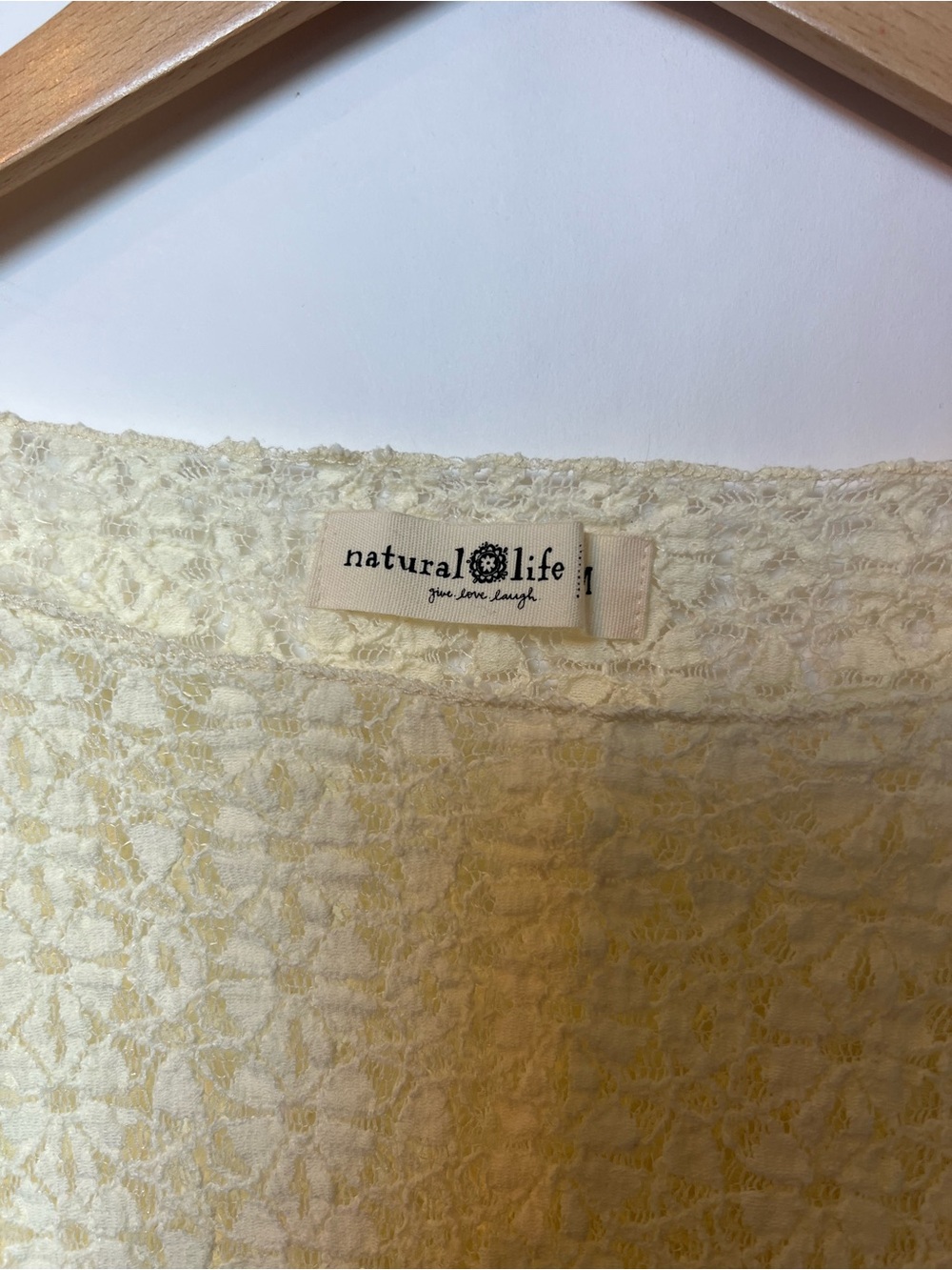 Natural Life Cream Lace Long Sleeve Top Boho Sheer Layering Top Medium - Picture 5 of 12